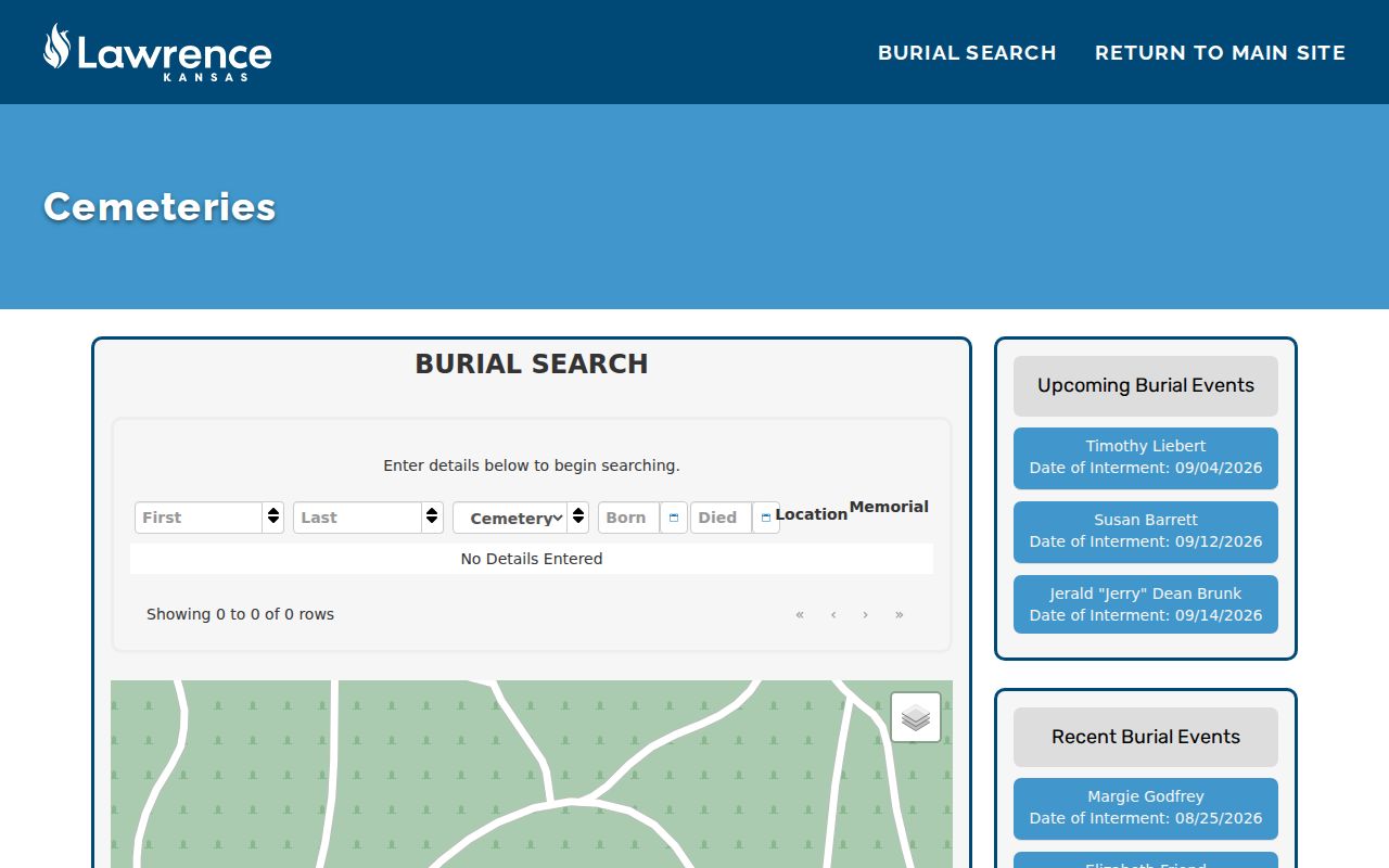 Lawrence resident lookup burial search fields