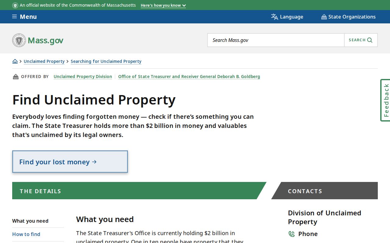 Lawrence resident lookup unclaimed property search